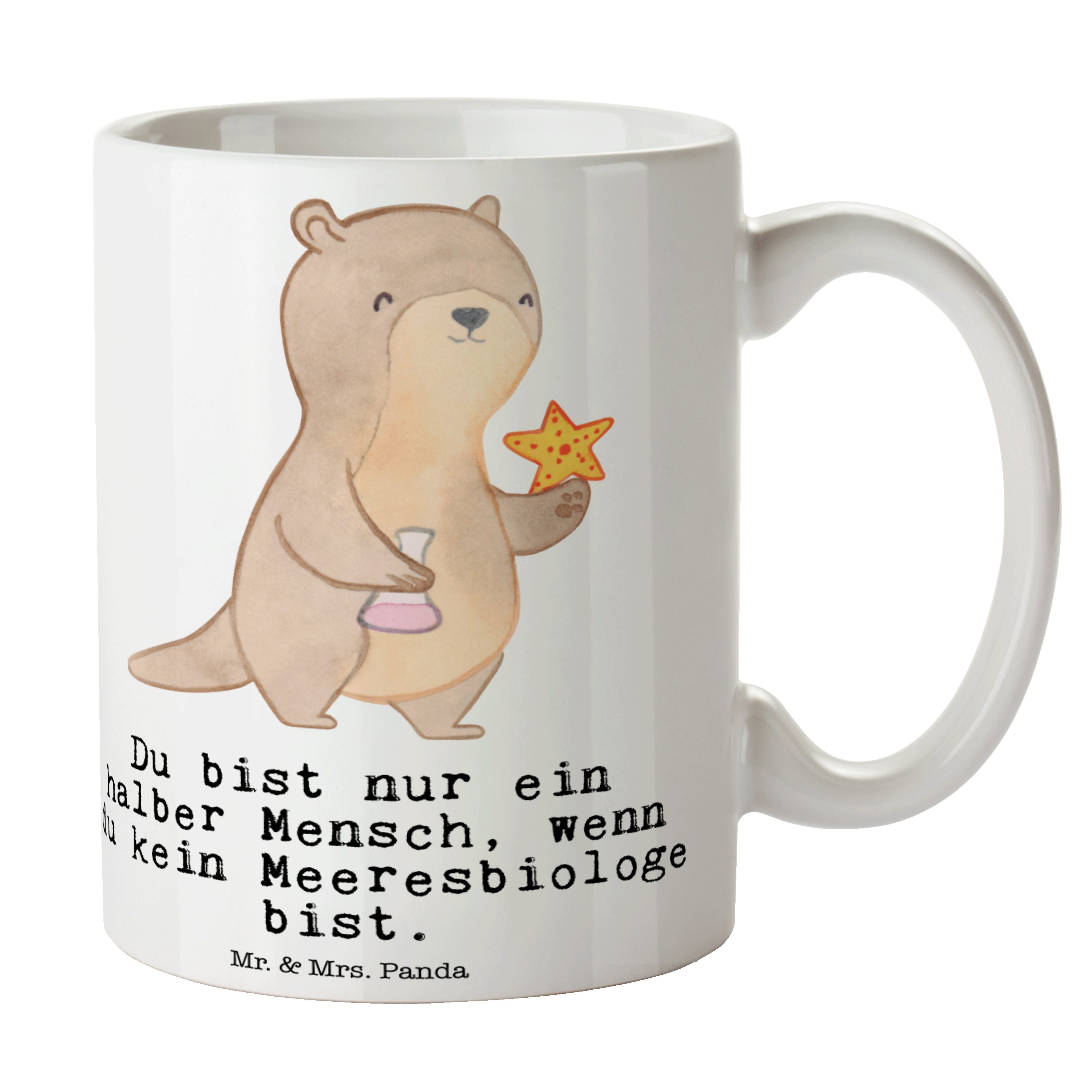 Mr. & Mrs. Keramik Panda Tasse Meeresbiologe Geschenk, Sprüche, Tasse Herz Studium, - Weiß mit - mar