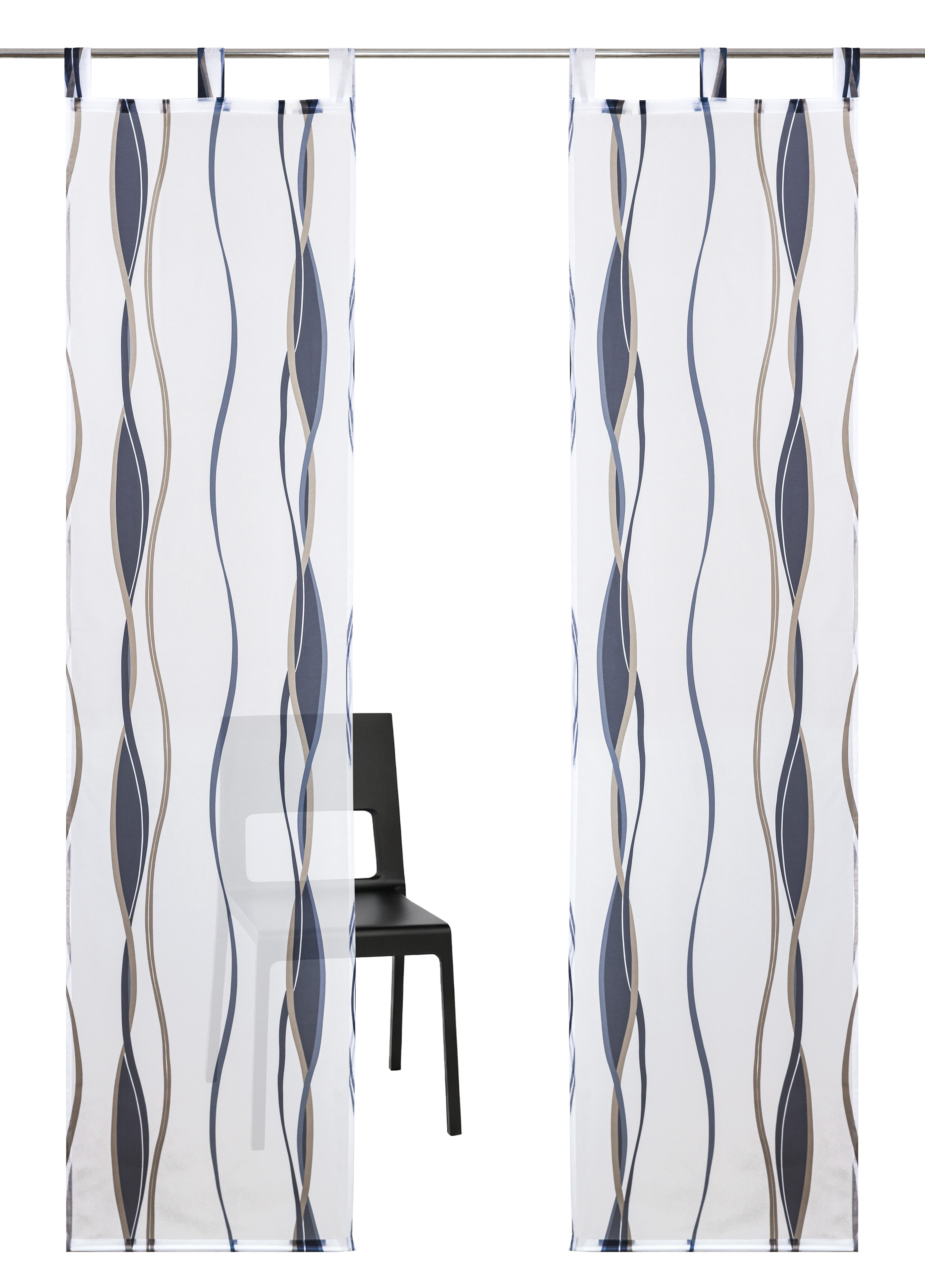 OTTO home Schiebegardine Dimona (2 St), Schlaufen, transparent, Voile, 2er-Set, Fertiggardine, inkl. Beschwerungsstange, Wellen