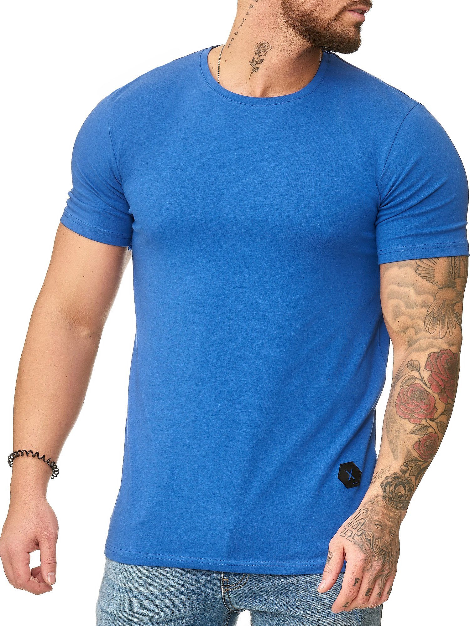 OneRedox T-Shirt 1307C (Shirt Polo Kurzarmshirt Tee, 1-tlg) Fitness Freizeit Casual Royal Blau