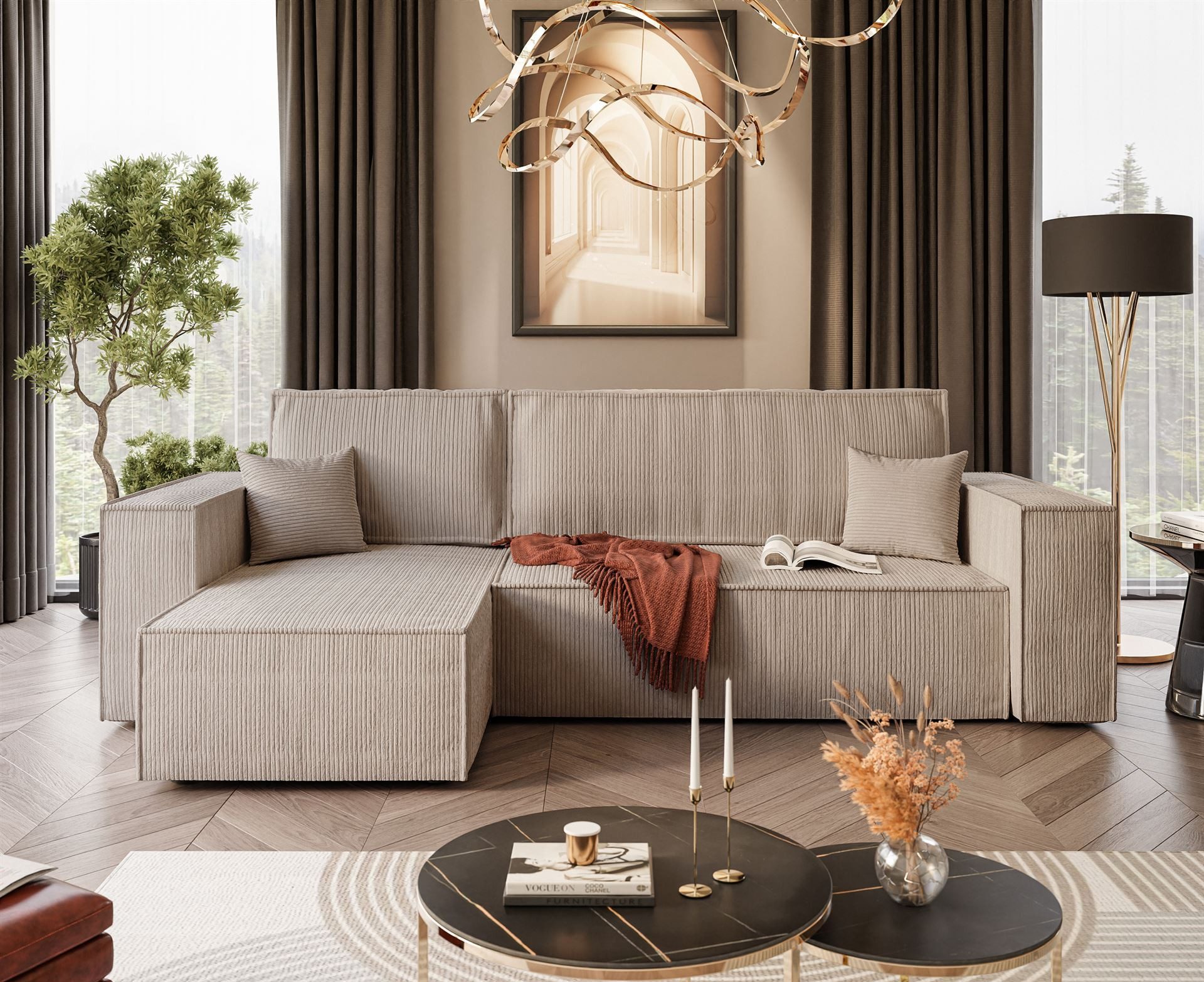 yourhouse24 Ecksofa Gepolstertes CARLOS Kord L-Form