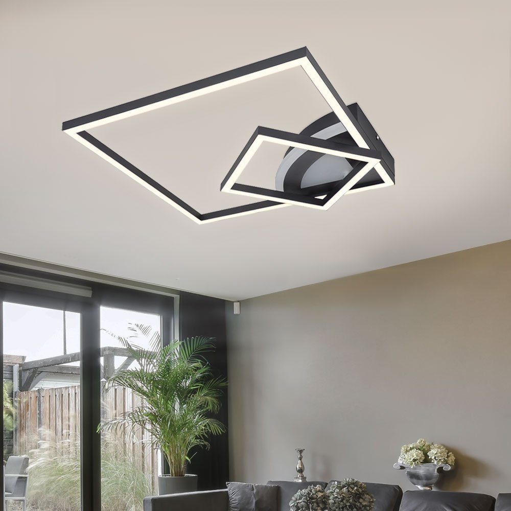 LED LED-Leuchtmittel Wohnzimmerlampe Warmweiß, Deckenleuchte, modern verbaut, Globo Deckenleuchte Design schwarz fest LED Deckenlampe