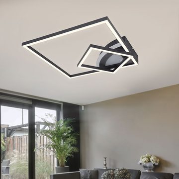 etc-shop LED Deckenleuchte, LED-Leuchtmittel fest verbaut, Warmweiß, LED Deckenlampe modern Design Deckenleuchte schwarz Wohnzimmerlampe