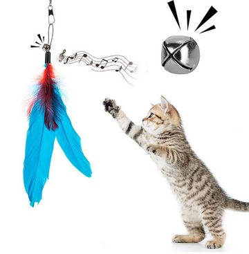 Angel's Pride Katzenangel Katzenangel Interaktives Spielzeug Set mit 5 Federn und Angel (7 Stück), Katzenangel ist ausziehbar