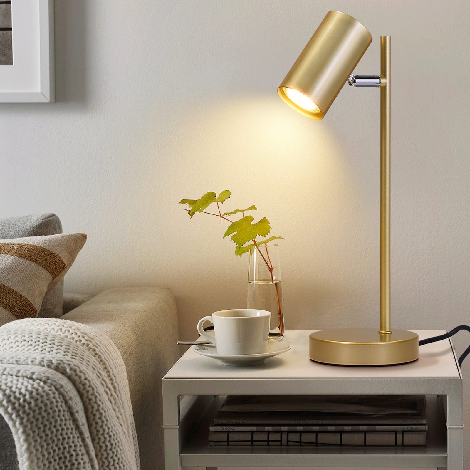 Nettlife Tischleuchte Nachttischlampe Schwarz/Weiß/Gold GU10 mit kabel Schl günstig online kaufen