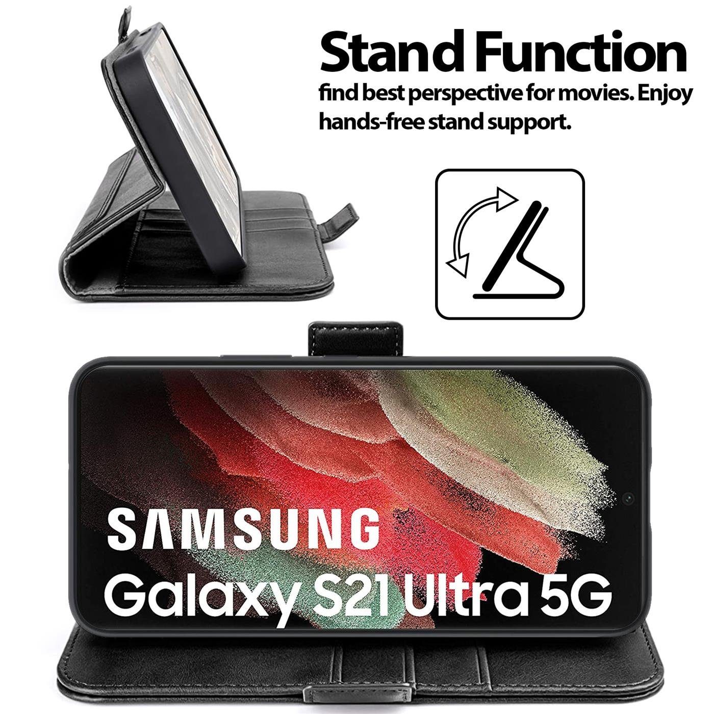 CoolGadget Handyhülle Book Case Elegance Tasche für Samsung Galaxy S21 Ultra 6,8 Zoll, Hülle Magnet Klapphülle Flip Case für Samsung S21 Ultra 5G Schutzhülle – Bild 2 von 5
