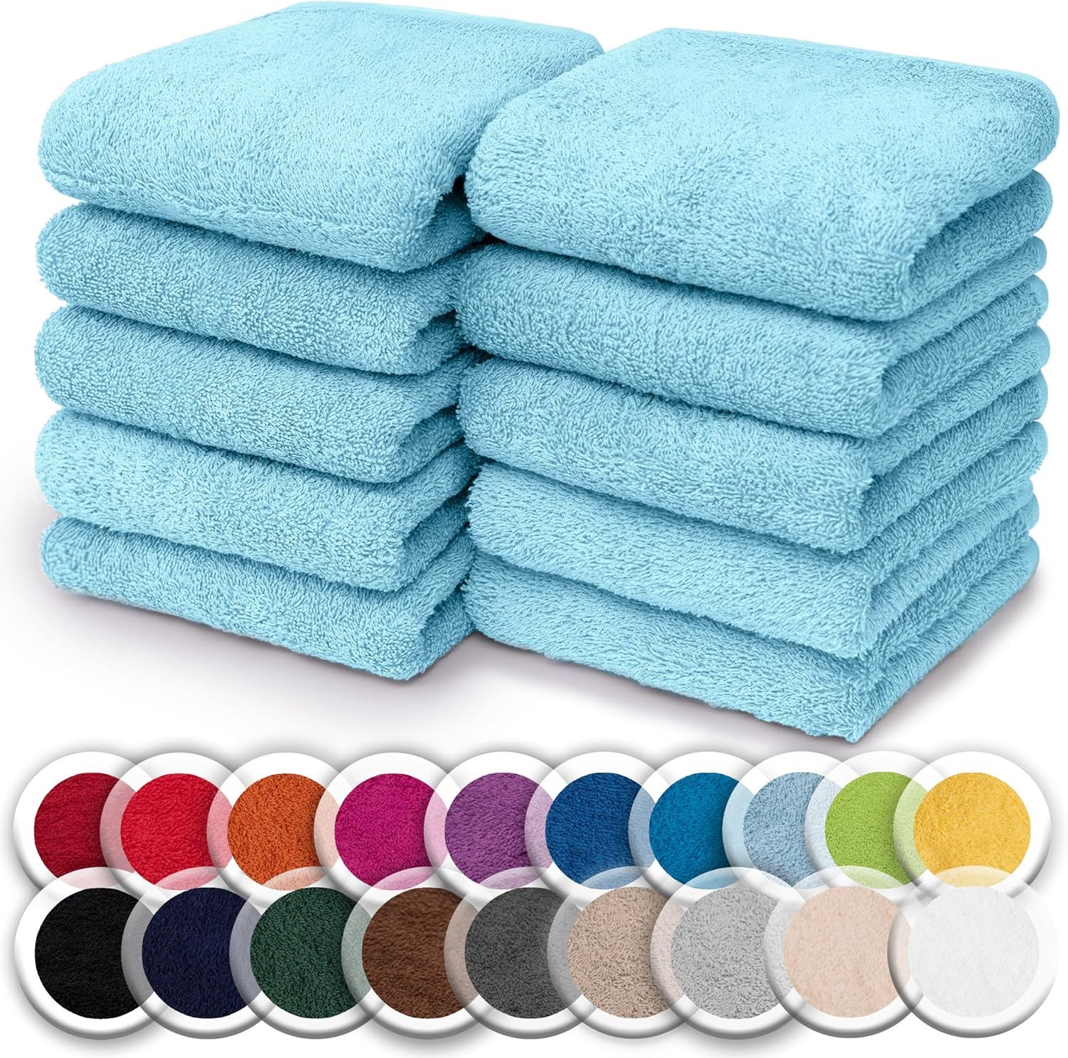 NatureMark Seiftuch 10er-Set Seiftücher 30x30cm 100% Baumwolle, (10-St), Frottier Waschlappen Seiflappen 30 x 30 cm, Hell blau