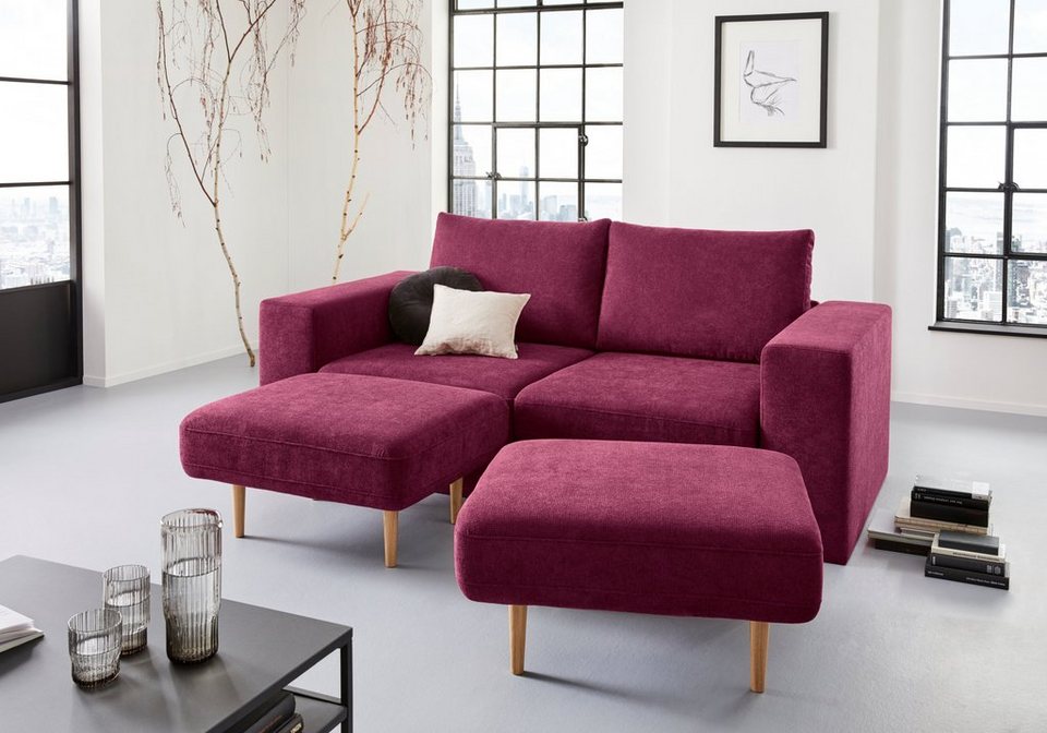 LOOKS by Wolfgang Joop 3-Sitzer Looksv, Verwandlungssofa: aus Sofa wird Sofa  mit 2 Hockern