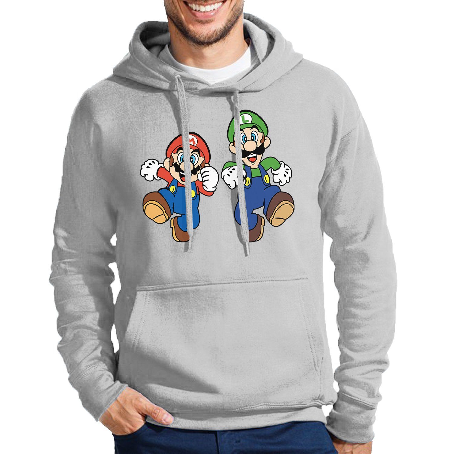 Blondie & Brownie Hoodie Herren Mario & Luigi Konsole Nintendo Super Luigi Mit Kapuze Grau