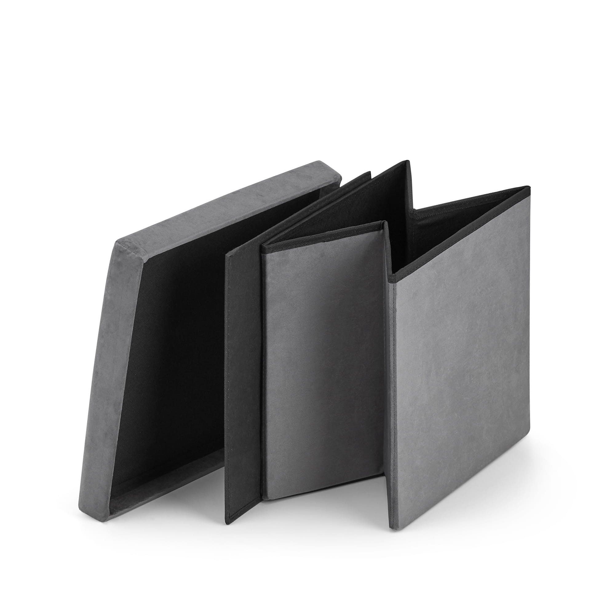 Best for Home Ottomane Faltbarer grauer Aufbewahrungsbox-Hocker – modern & platzsparend, mit Relaxfunktion