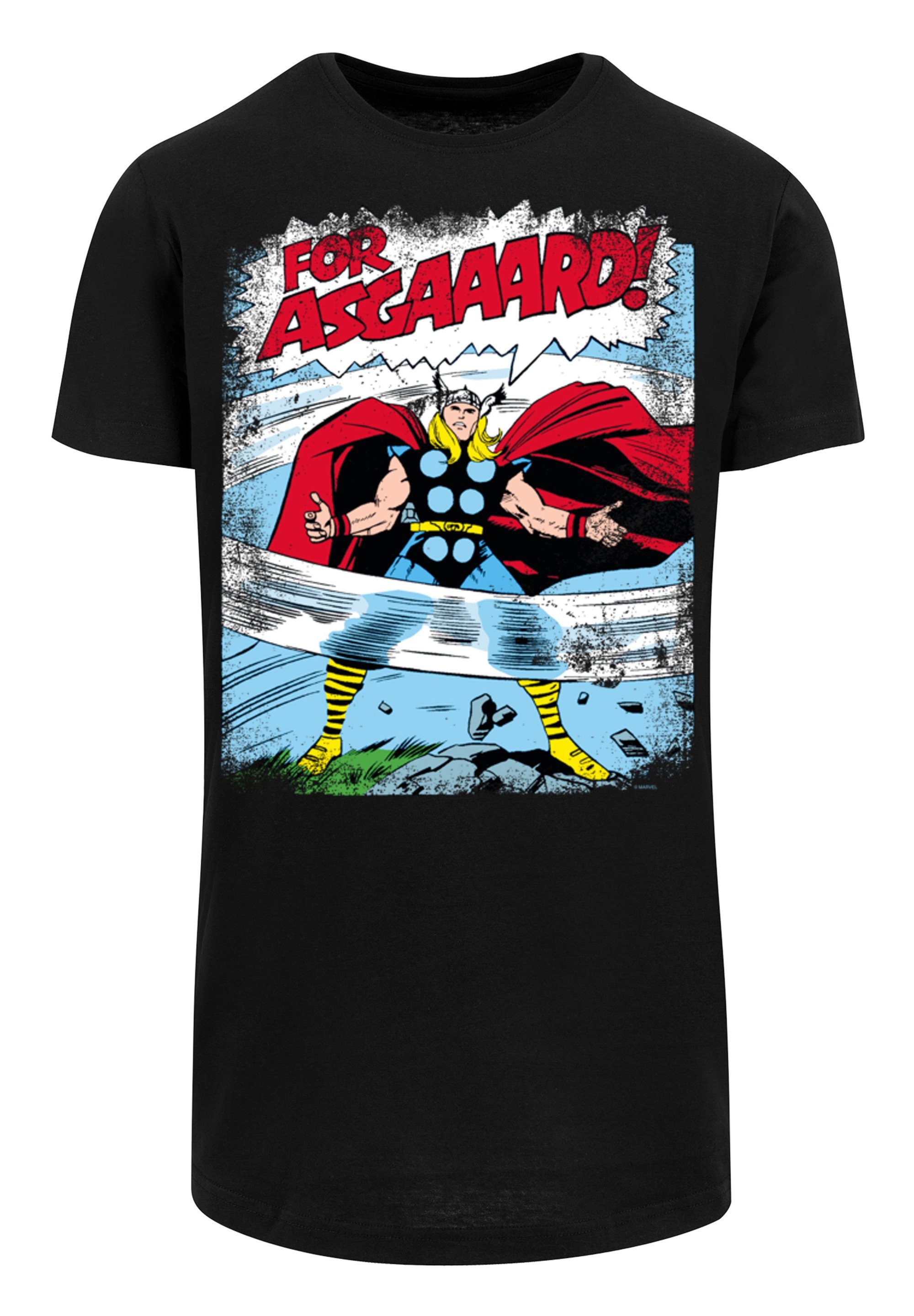 (1-tlg) black Kurzarmshirt with Herren Marvel Tee Asgard F4NT4STIC Thor Shaped Long