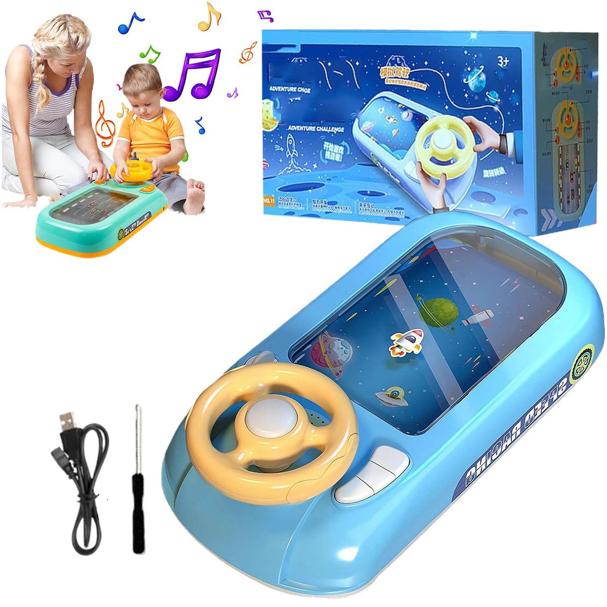 DOPWii Spielzeug-Auto Simulation Rennspielzeug, Musikalisches Lenkrad günstig online kaufen