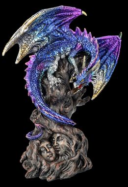 Figuren Shop GmbH Fantasy-Figur Drachenfigur blau auf Seelenbaum - Ealdwoode Fantasy Dekofigur Drache