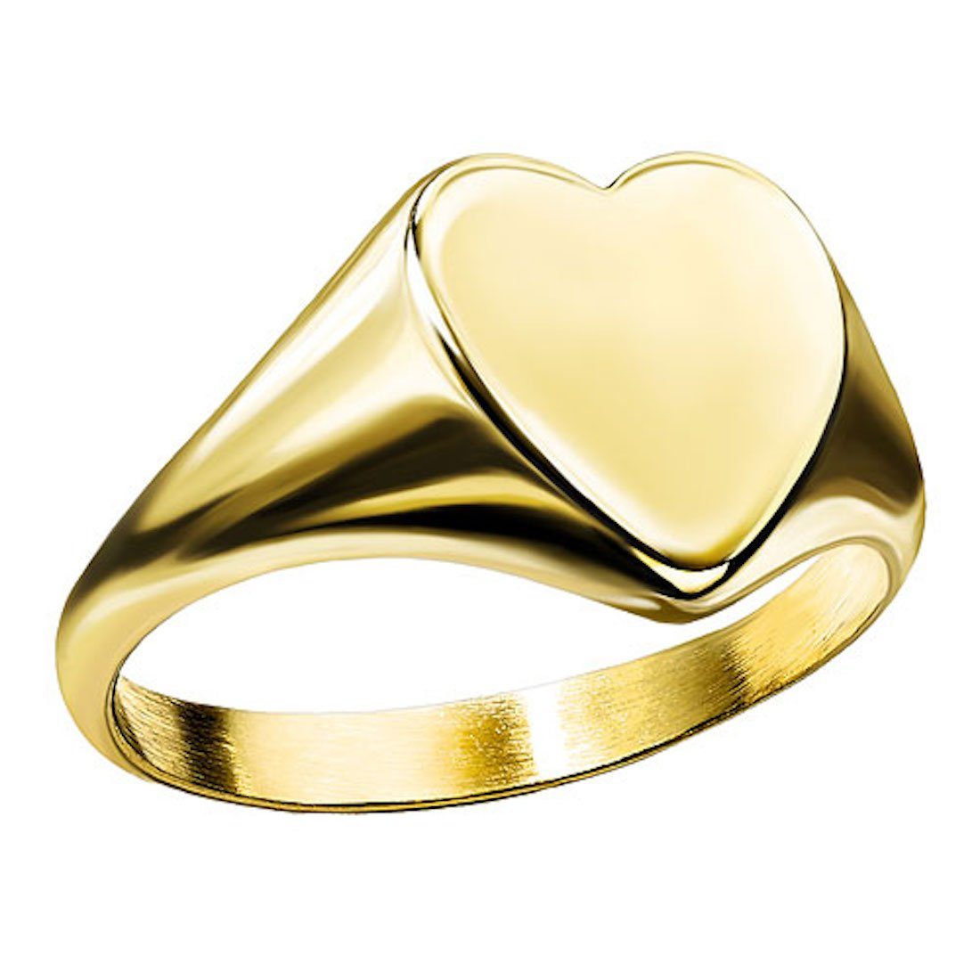 Taffstyle Fingerring Damen Ring Siegelring Herz vergoldet modern, Verlobung günstig online kaufen