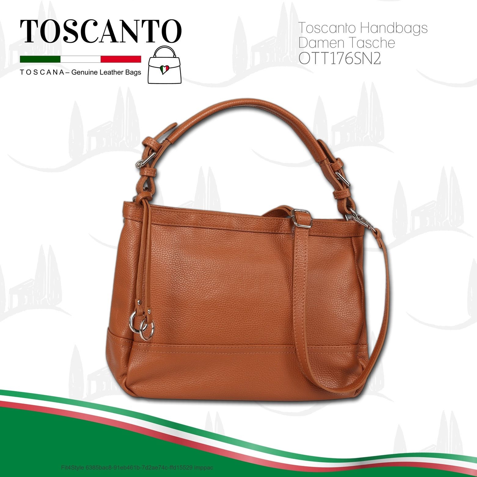 Toscanto Schultertasche Toscanto Damen Schultertasche Leder (Schultertasche), Damen Leder Schultertasche, hellbraun ca. 38cm