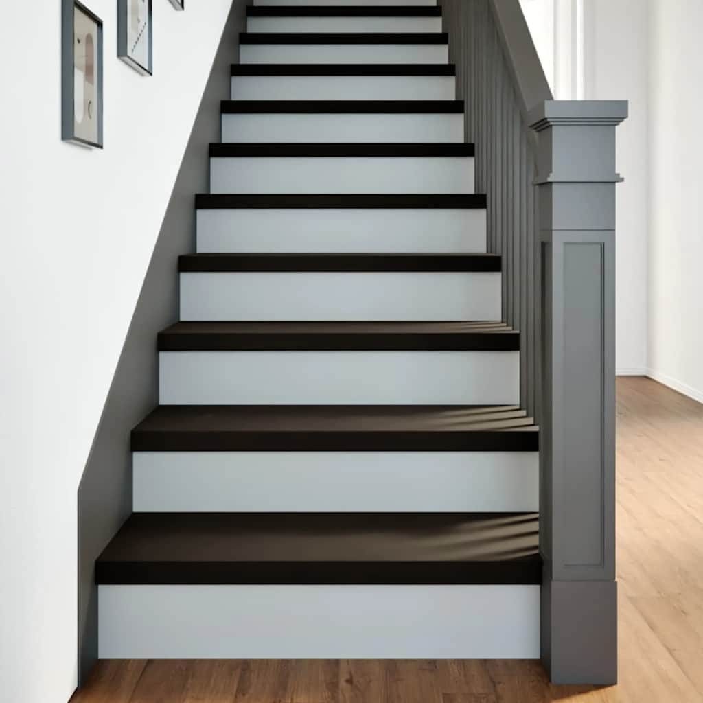 vidaXL Stufenmatte Treppenstufen 16 Stk. Braun-Schwarz 70x25x2 cm Massivholz Eiche, Rechteckig, Höhe: 2 mm