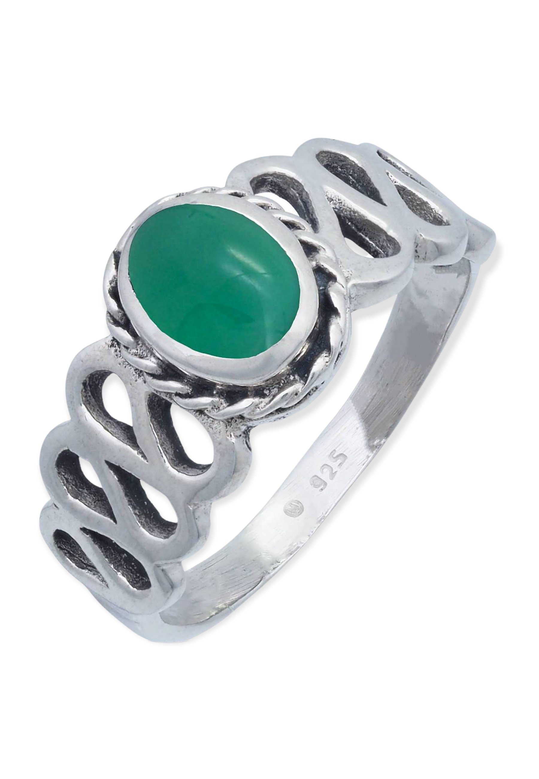 Onyx mantraroma Silber 925er Silberring mit grüner