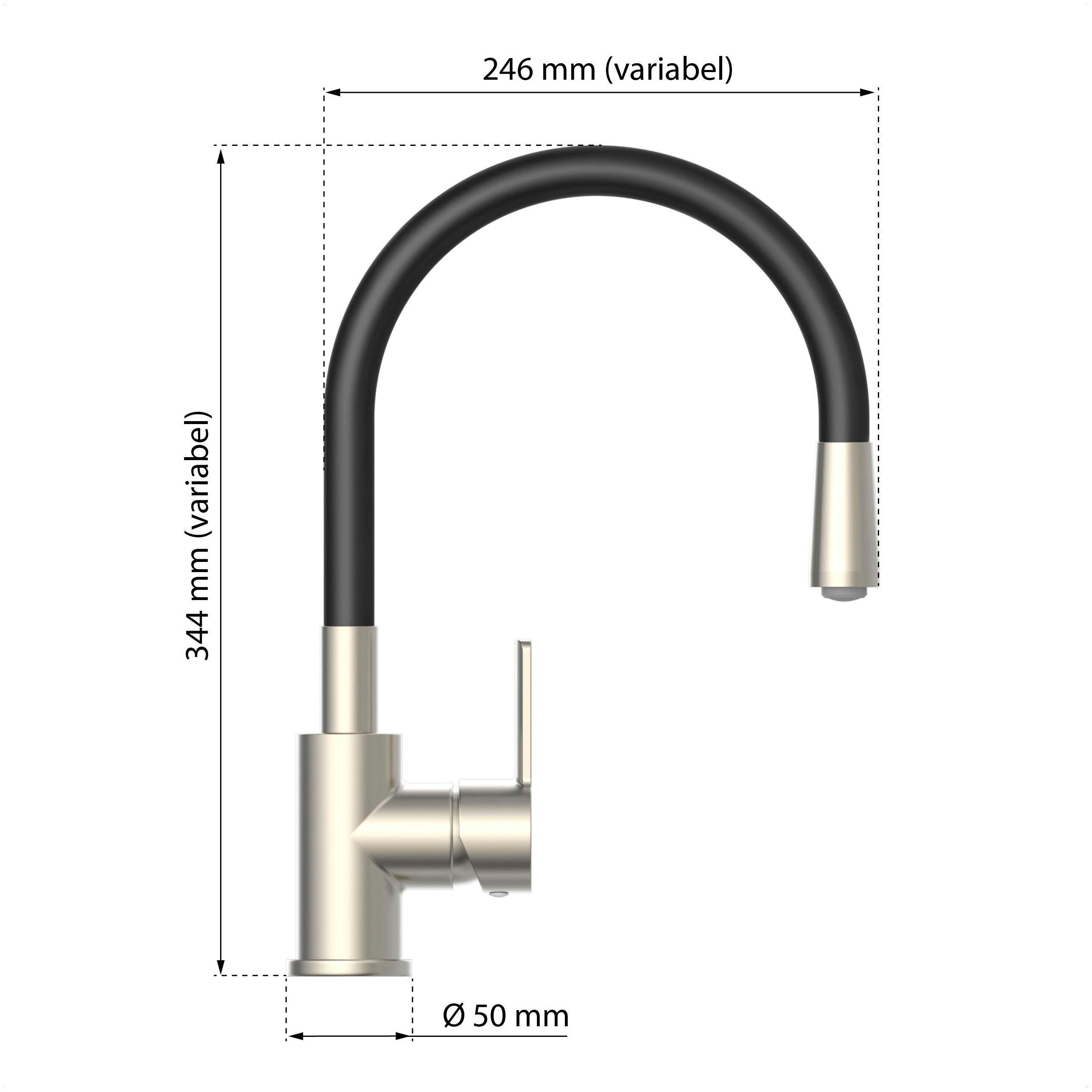 Cold-Start, wassersparender schwenkbar Eco-Click,360° schwarz Spültischarmatur Eisl Flexo energiesparender