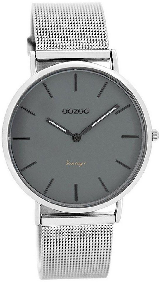 OOZOO Quarzuhr Oozoo Armbanduhr Vintage Serie, Damenuhr rund, mittel (ca.  36mm) Metallarmband, Fashion-Style