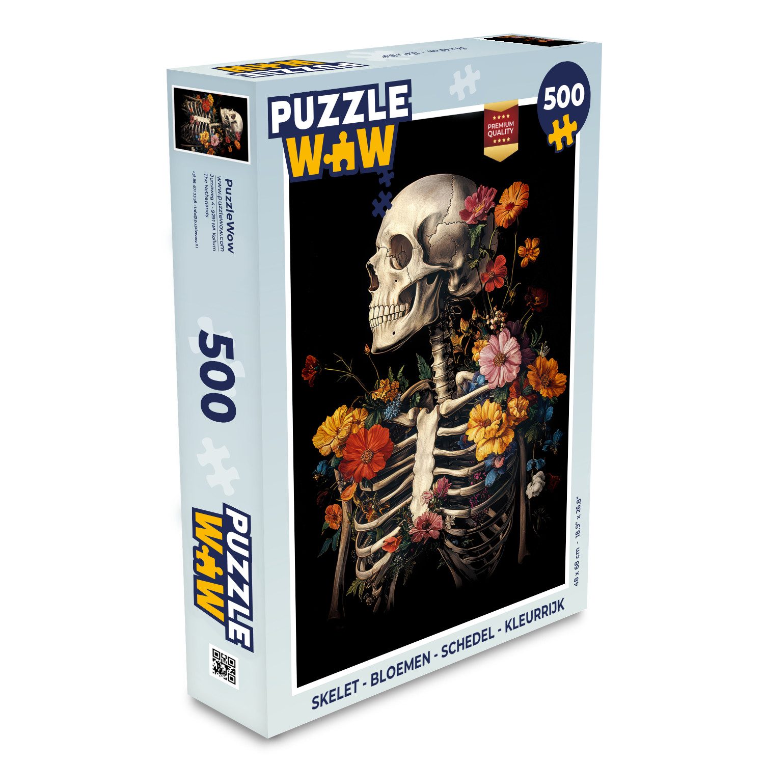 MuchoWow Puzzle Skelett - Blumen - Totenkopf - Farbenfroh, 500 Puzzleteile, günstig online kaufen