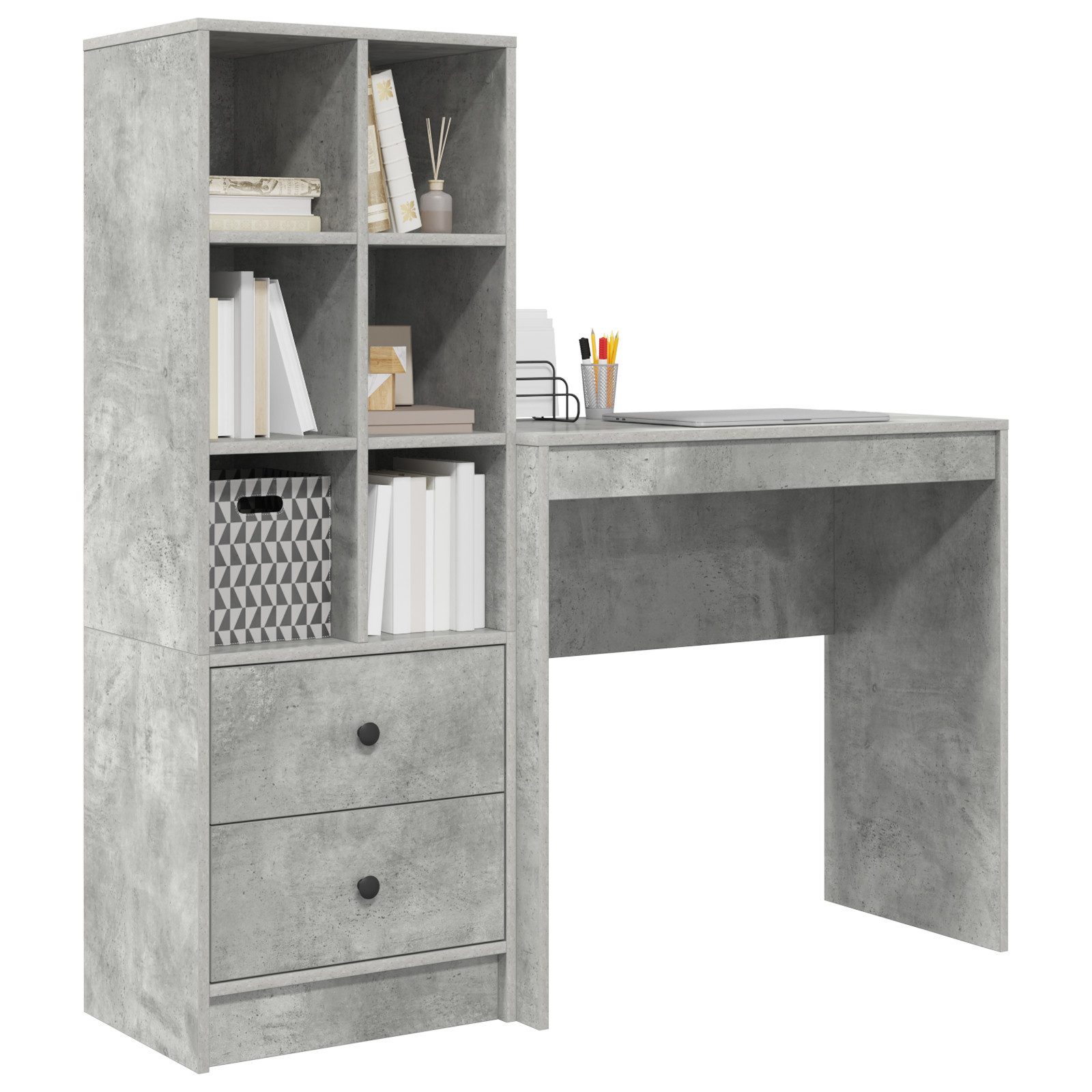vidaXL Sideboard Schreibtisch mit Stauraum Betongrau günstig online kaufen