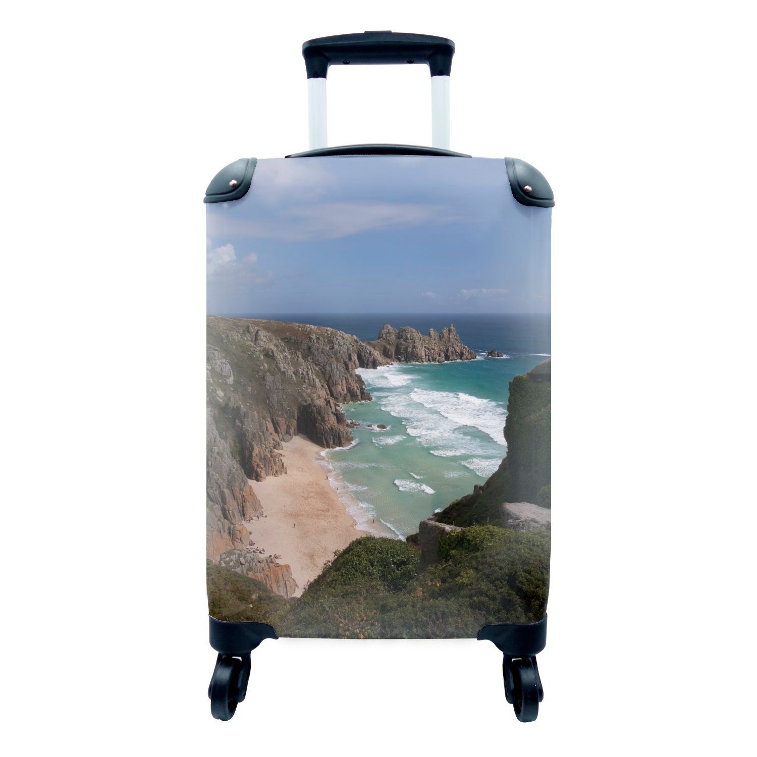Reisekoffer Ferien, 4 Eine Handgepäckkoffer Reisetasche Strand steile von Klippe dem für mit MuchoWow rollen, Handgepäck vor Cornwall, Rollen, Trolley, und weitläufige
