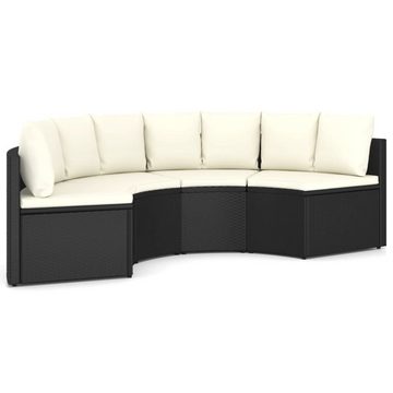 vidaXL Gartenlounge-Set 4-tlg. Garten-Sofagarnitur mit Auflagen Poly Rattan Schwarz, (4-tlg)