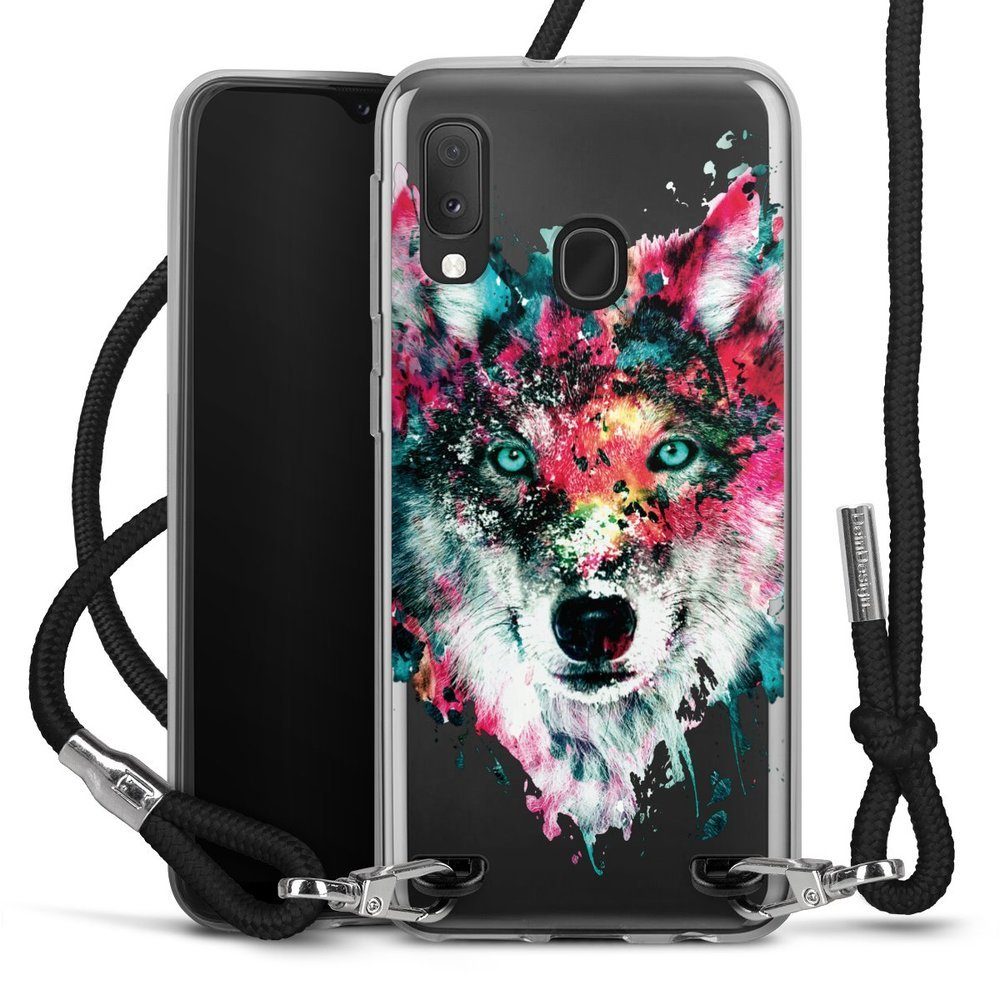 DeinDesign Handyhülle Riza Peker Wolf bunt Wolve ohne Hintergrund, Samsung  Galaxy A20e Handykette Hülle mit Band Case zum Umhängen
