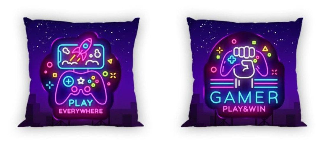 Carbotex Dekokissen Gamer Kissen Dekokissen 40 x 40 cm, Kissenhülle mit Füllung