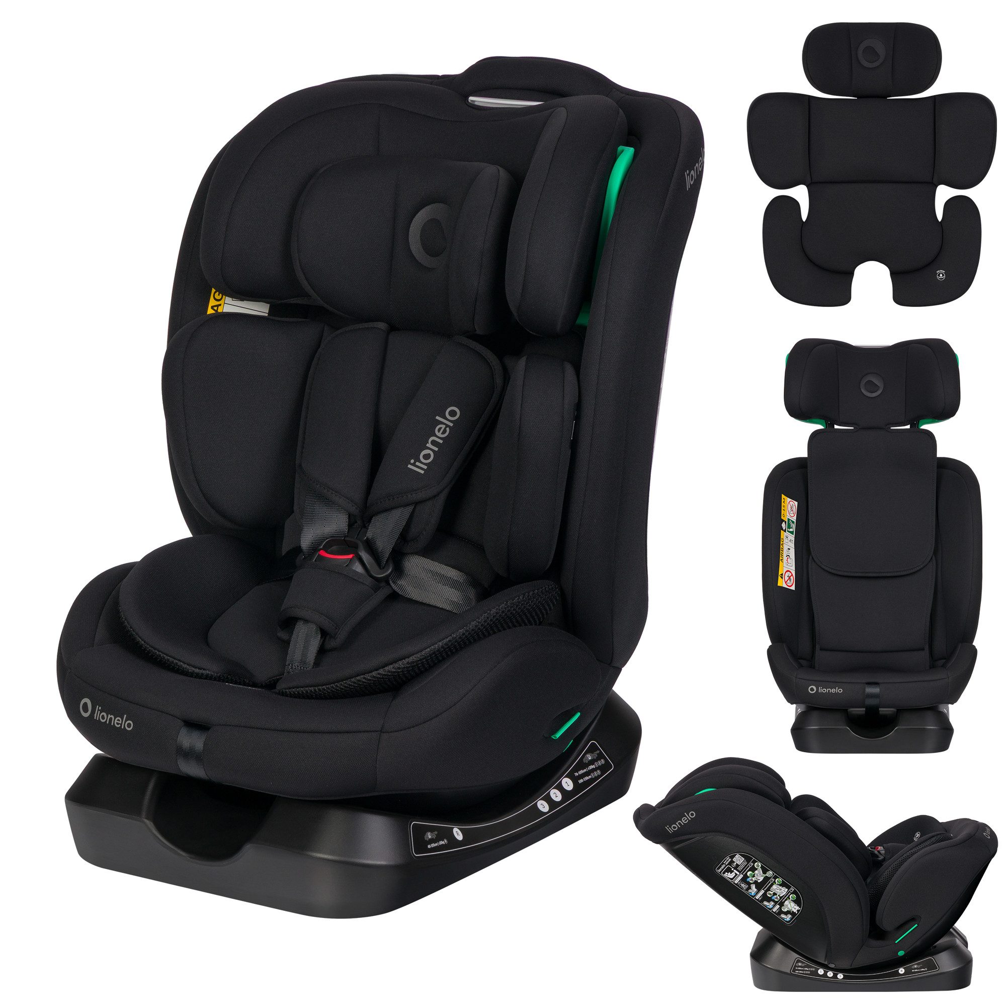 lionelo Autokindersitz AART I-SIZE, ab: ab Geburt, bis: 12 Jahre, ab: 40,00 cm, bis: 150,00 cm, (Autositz, Bedienungsanleitung, Verkleinerungseinsatz, Lendeneinsatz, Baby Card), i-SizeBreiter Anpassungsbereich Ein zusätzlicher Seitenschutz 4in1
