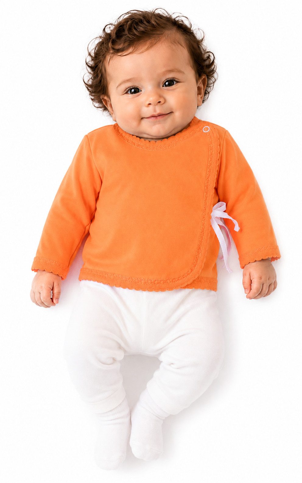 La Bortini Wickelshirt Baby Shirt Wickelhemdchen in Orange Baby shirt (Shirt für Neugeborene Jungen und Mddchen)
