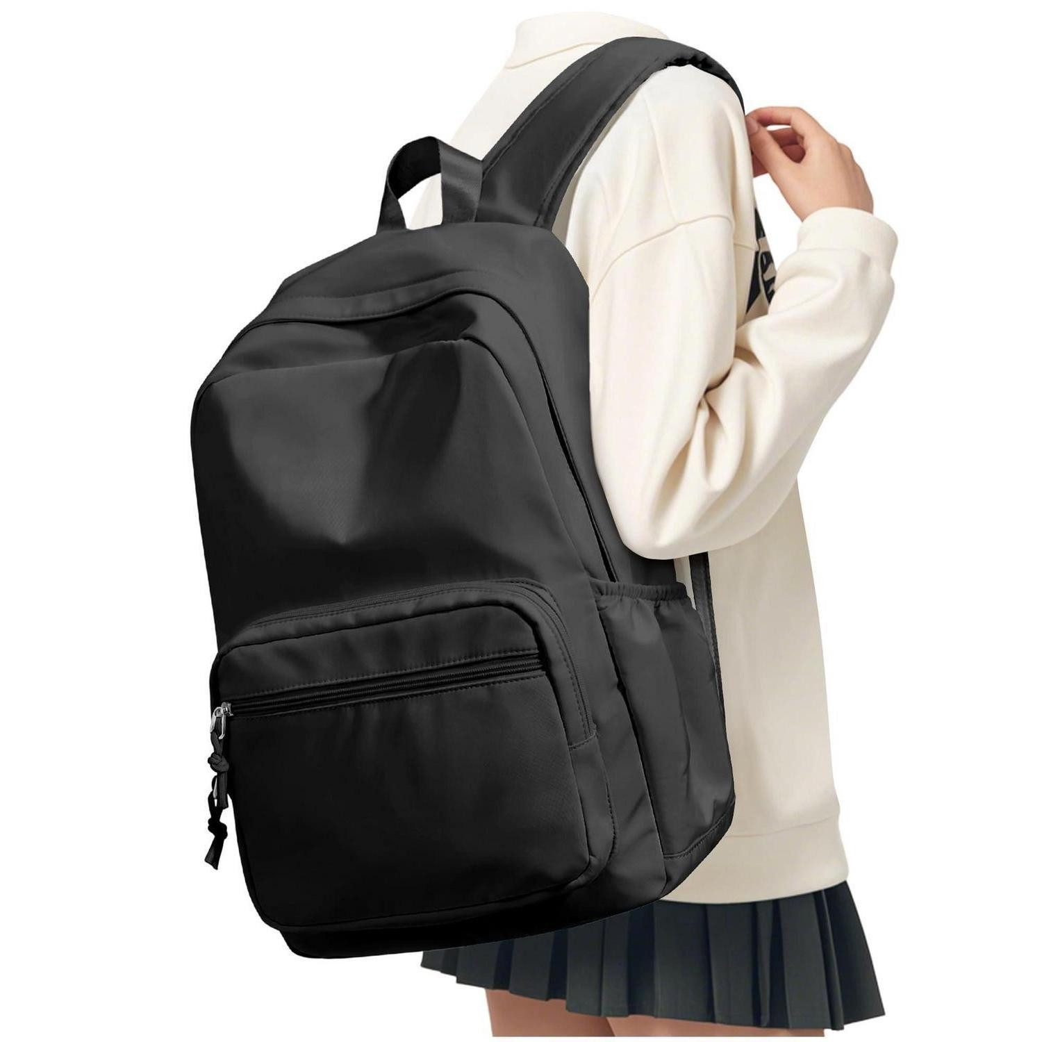 LuxusKollektion Schulrucksack Schulrucksack Teenager Mädchen Schwarz 24L Laptopfach