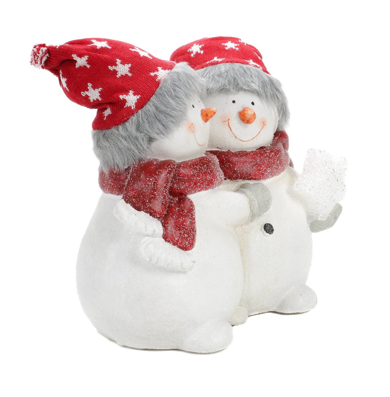 Strickmütze Bubble-Store Schneemänner mit Schneemann-Duo), und Weihnachtsfigur Kunsthaaren weihnachtliche (Weihnachtsdekoration echter