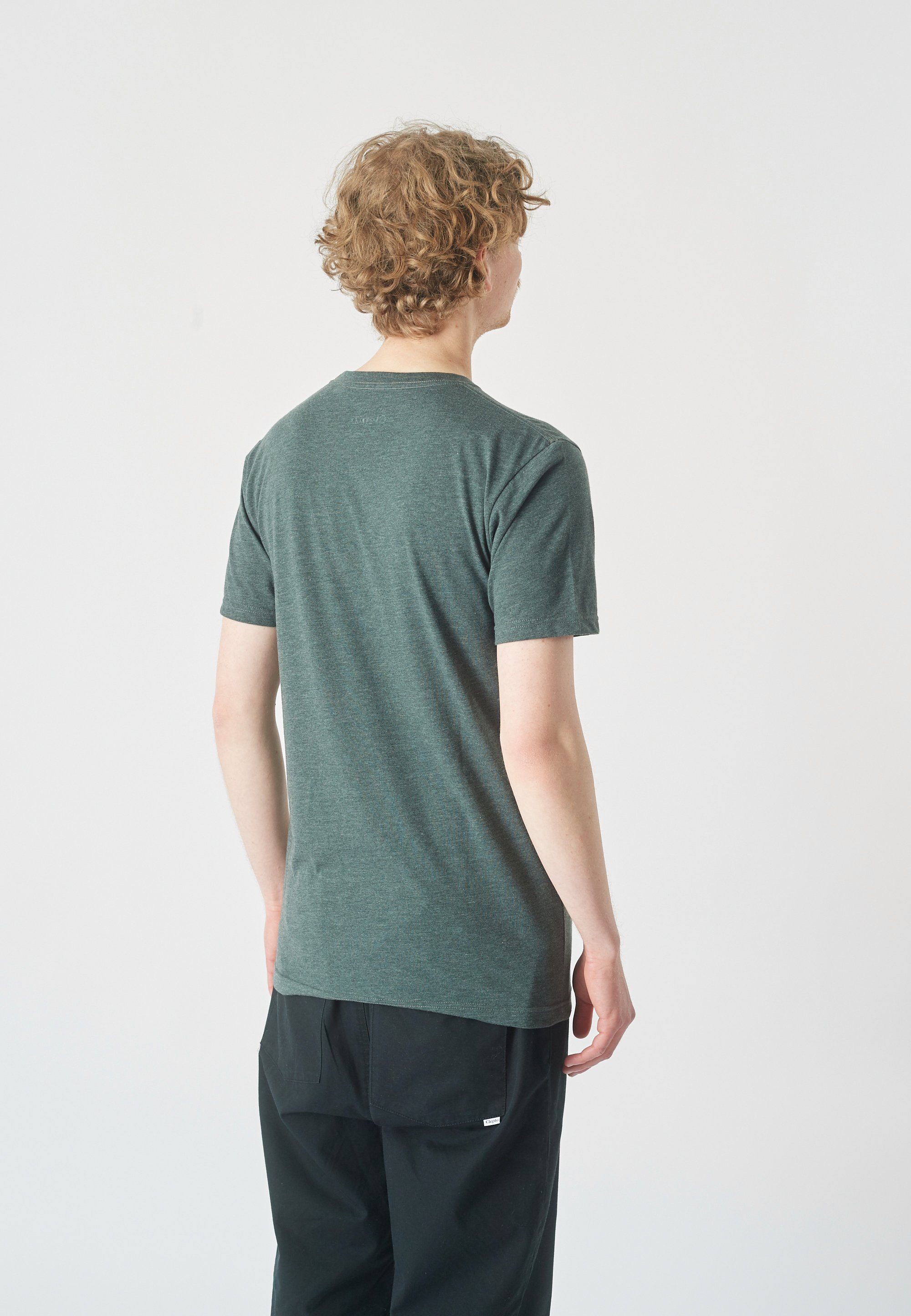 Cleptomanicx T-Shirt Ligull Regular (1-tlg) mit Logo-Stickerei kleiner grün-grün