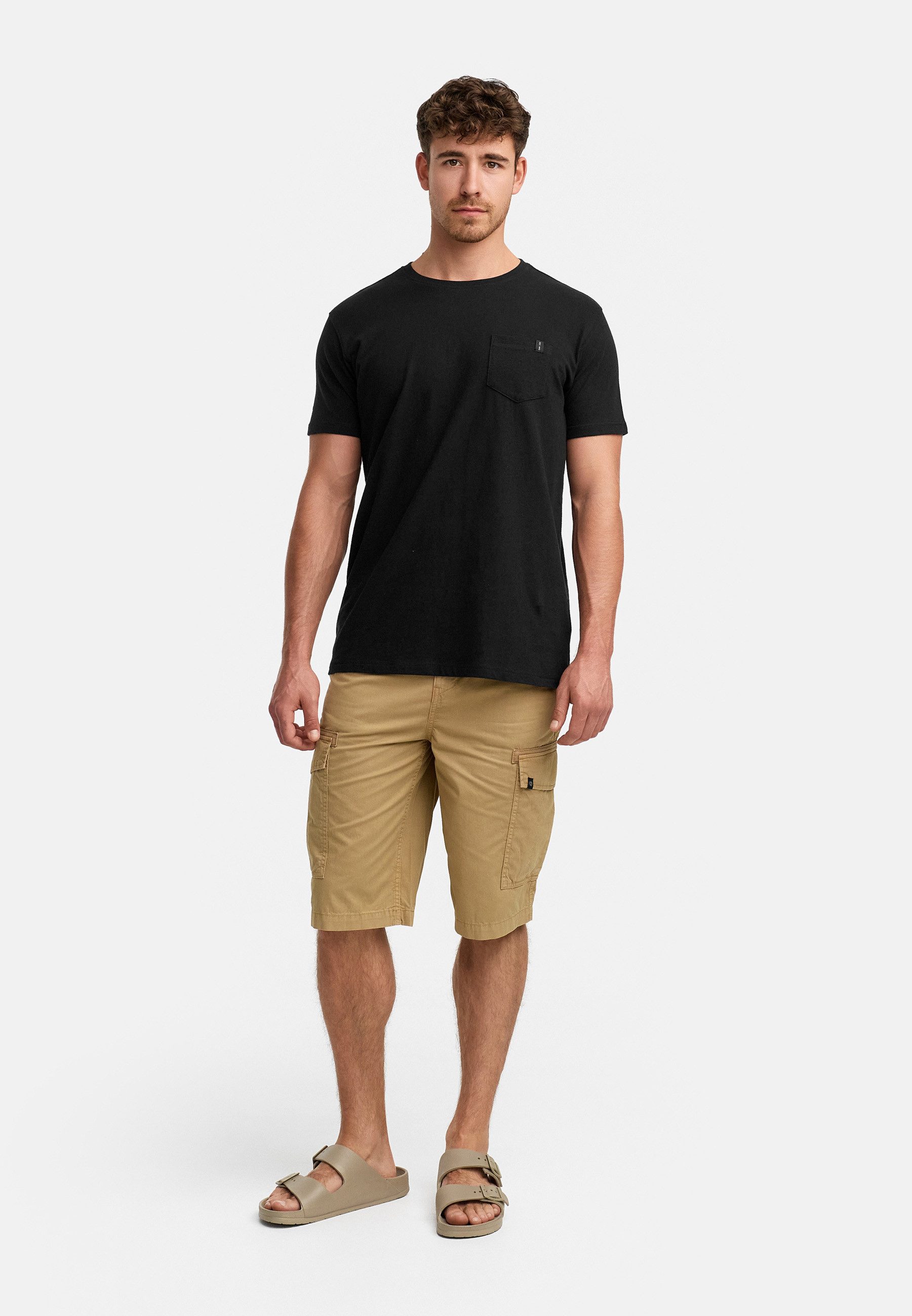 Indicode Cargoshorts Herren INNadim Cargoshorts aus Baumwolle mit elastischen Einsätzen am Bund für eine flexible Passform