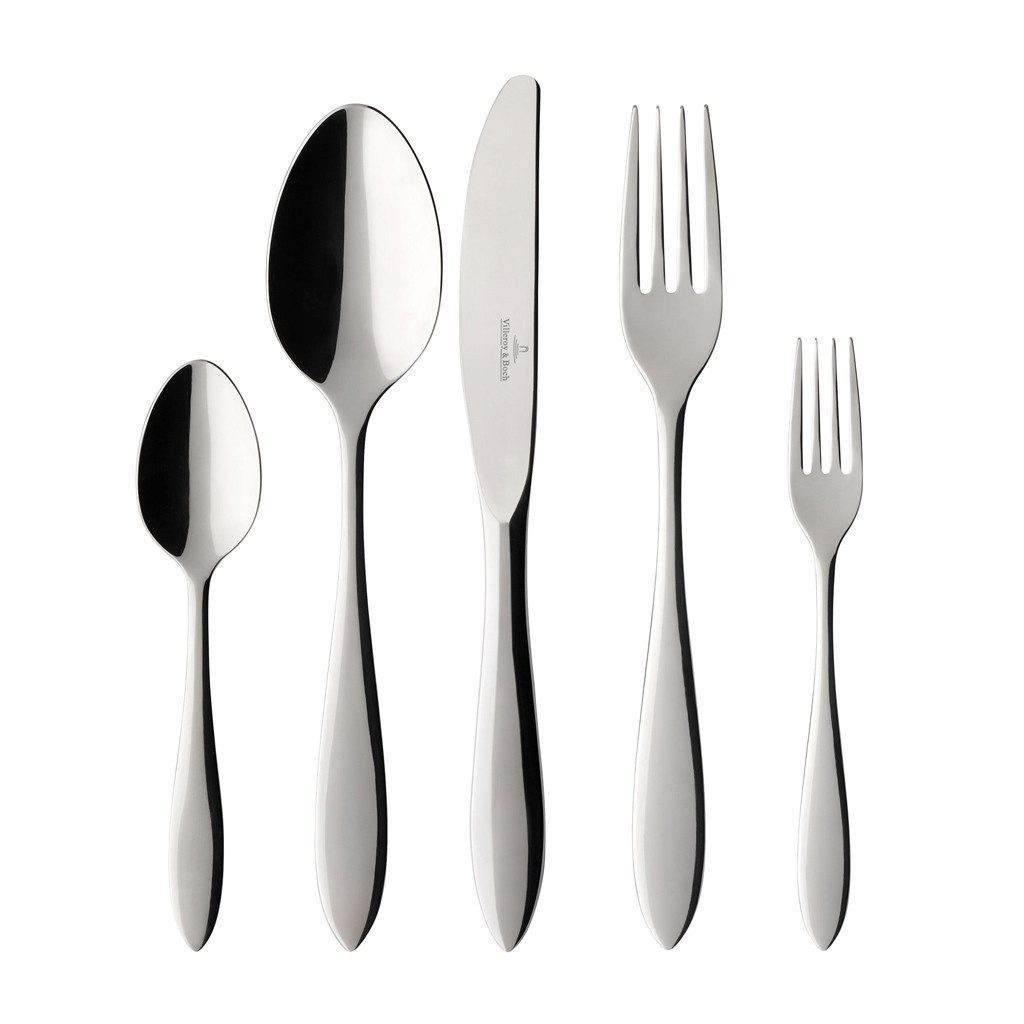 Villeroy & Boch Besteck-Set Arthur gebürstet Tafelbesteck 30-teilig (30-tlg), 6 Personen, Edelstahl, Edelstahl, 30 Stck, spülmaschinenfest