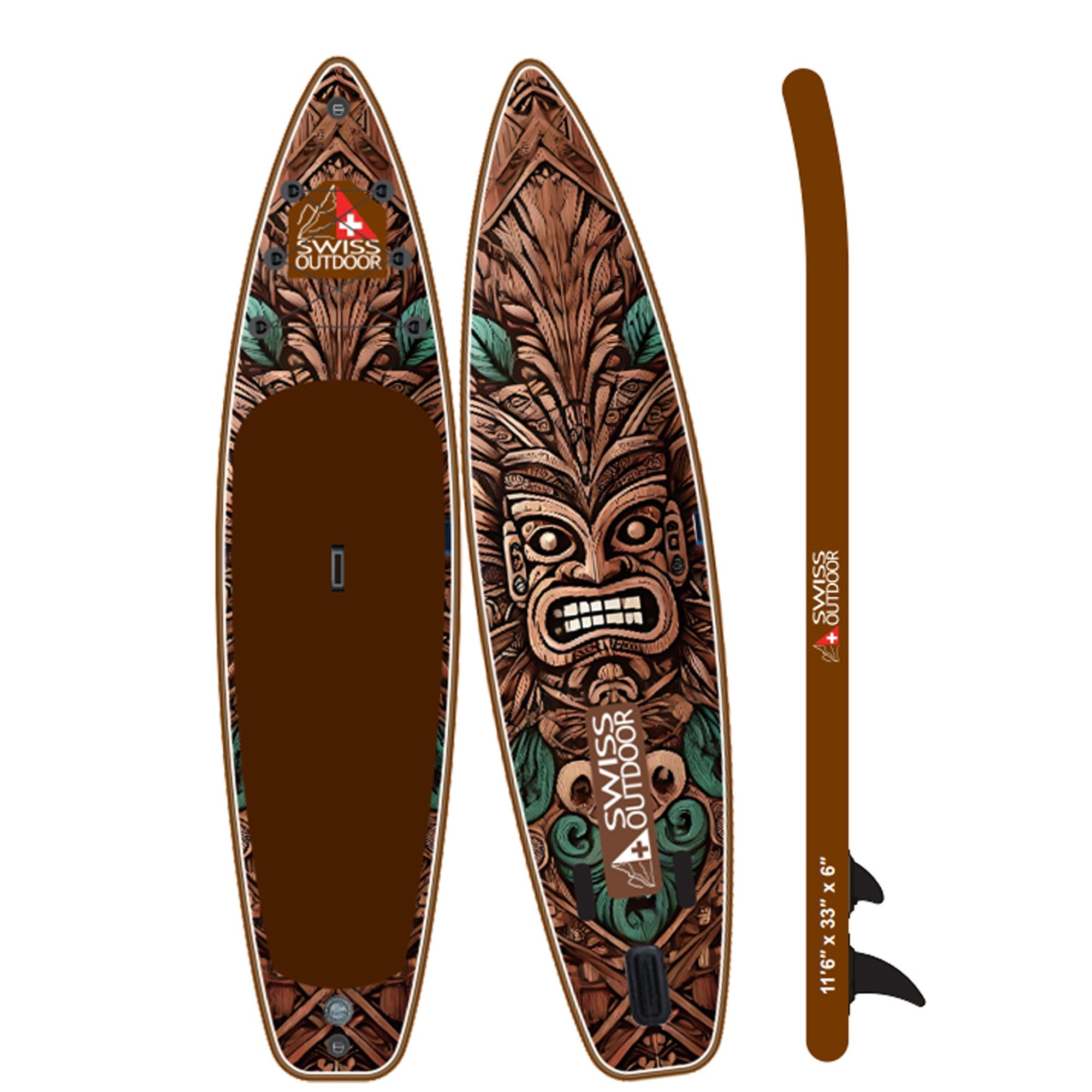 Swiss Outdoor SUP-Board Stand Up Paddle SUP TIKI, (Set, mit Paddel, Tragetasche, Pumpe), mit Paddel