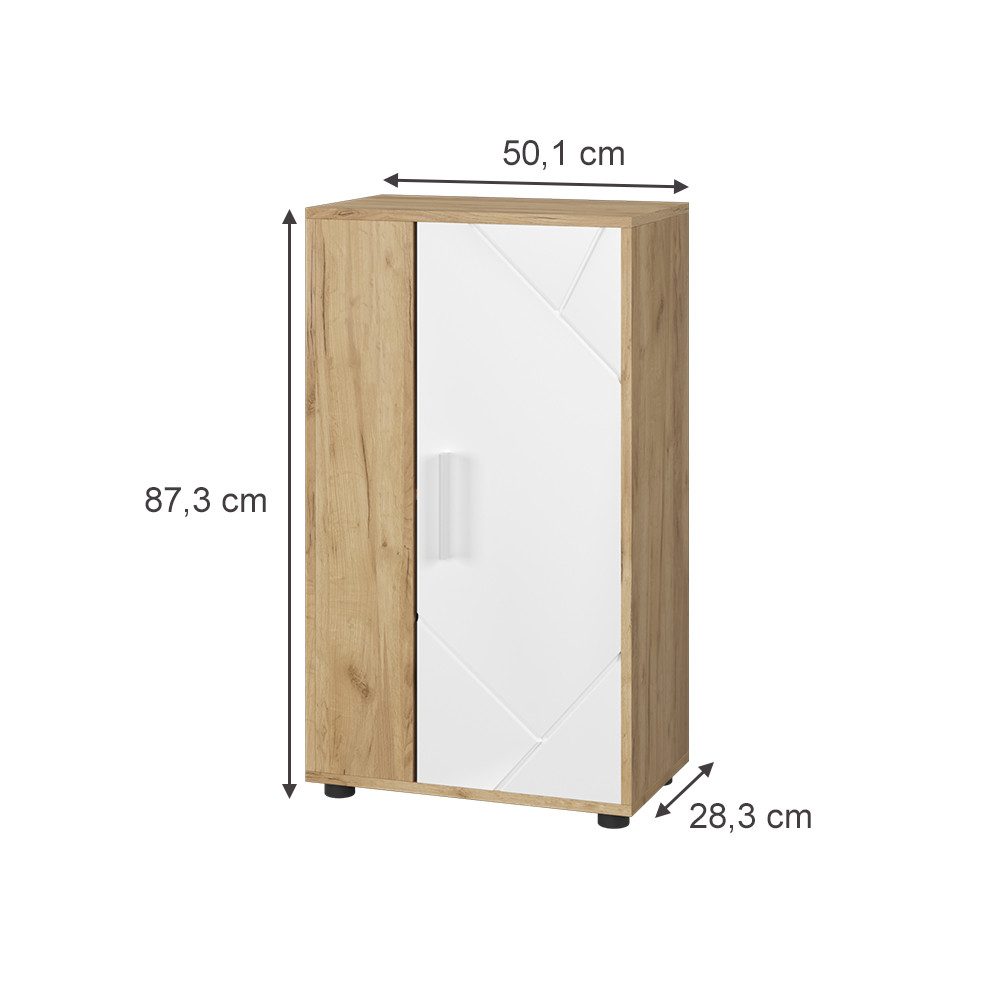 Vicco Highboard Berno, Goldkraft Eiche/Weiß, 50.1 günstig online kaufen