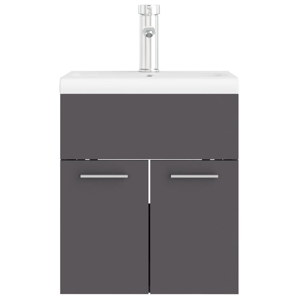 Waschbeckenunterschrank vidaXL Badezimmerspiegelschrank (1-St) Grau Holzwerkstoff Einbaubecken mit