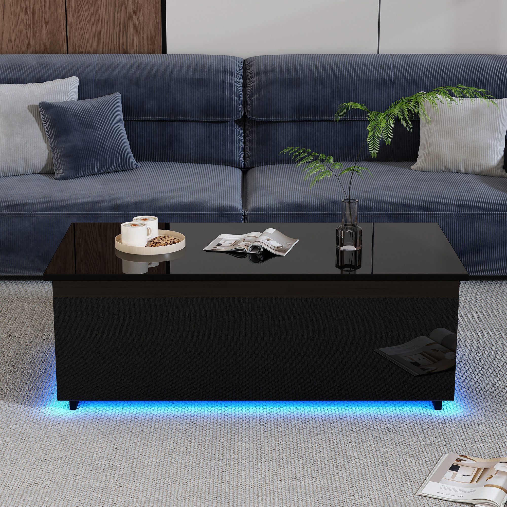 Merax Couchtisch Hochglanz mit LED-Beleuchtung (1-St., Satztisch Beistellti günstig online kaufen