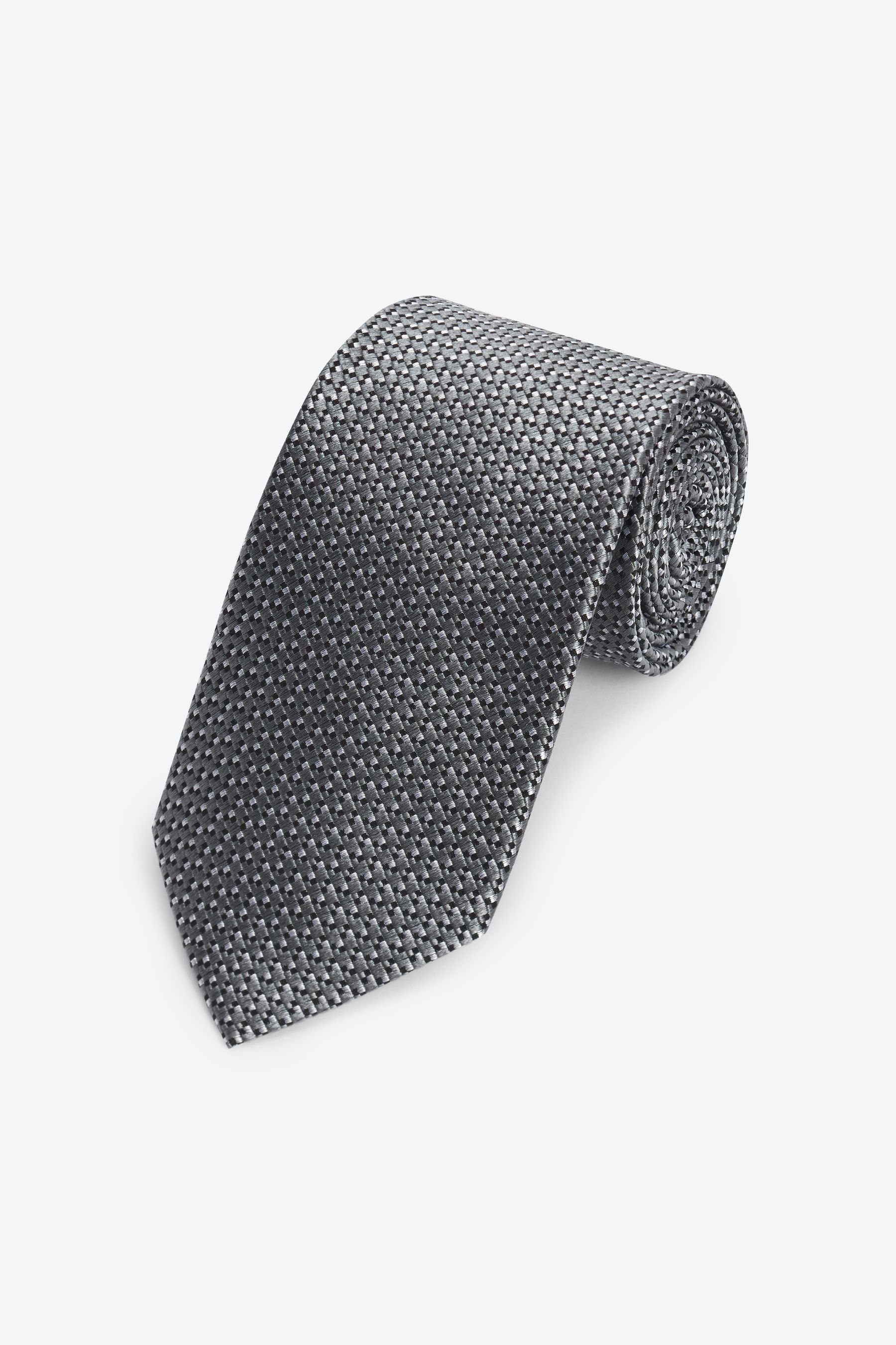 Next Krawatte (1-St) Grey Seidenkrawatte Strukturierte Signature