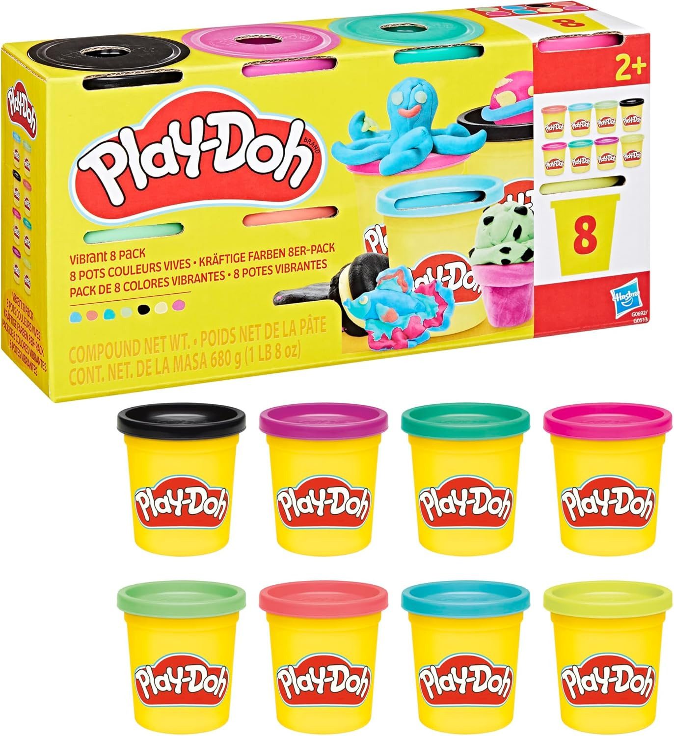 Hasbro Spiel Play-Doh Kräftige Farben 8er-Pack, 8 x 85 g, Hasbro