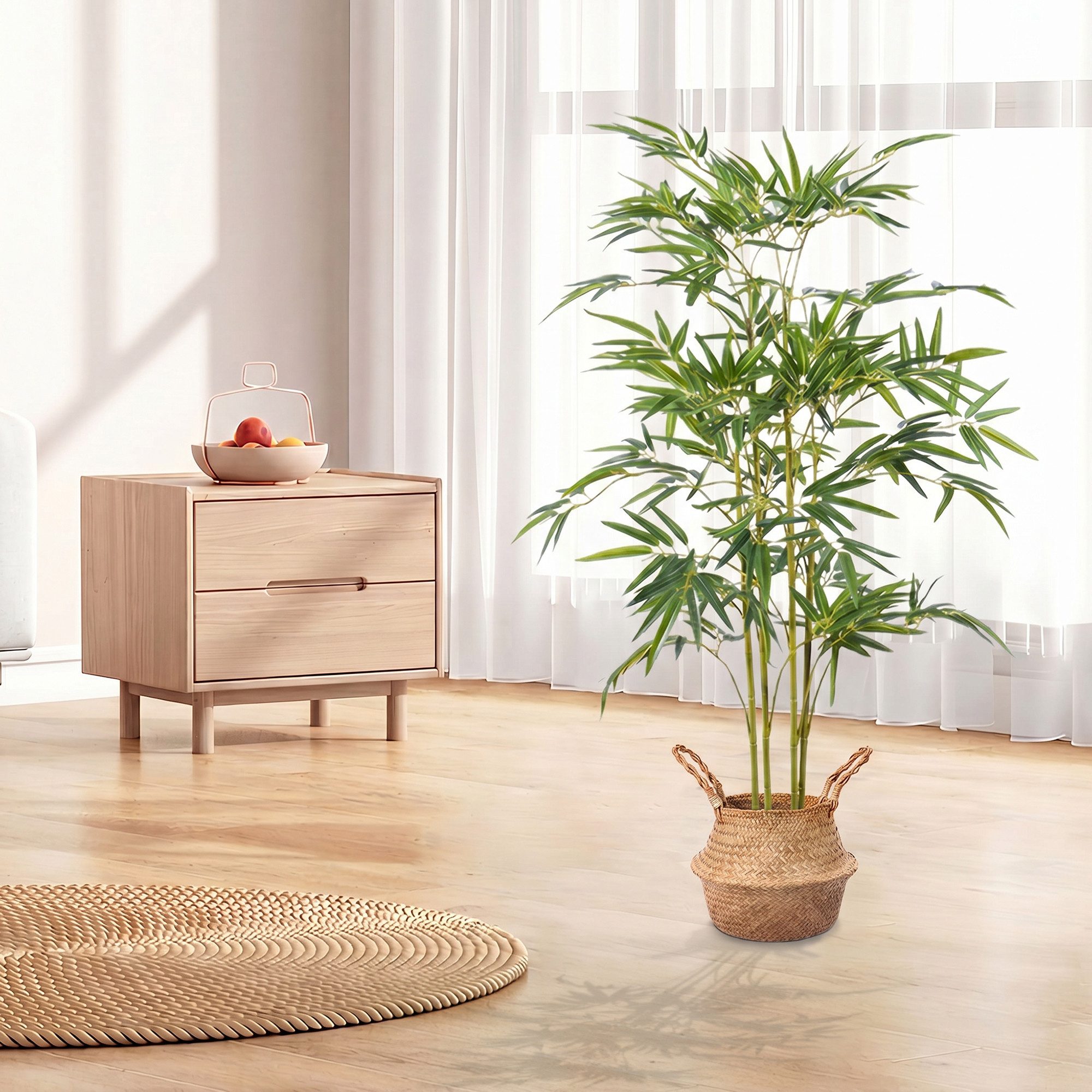 Kunstbaum Kunstpflanze groß Bambus Künstliche Pflanze, Höhe 120 cm/150 cm, SEHAUSEU, Höhe 120 cm, wie echt – Bild 5 von 5