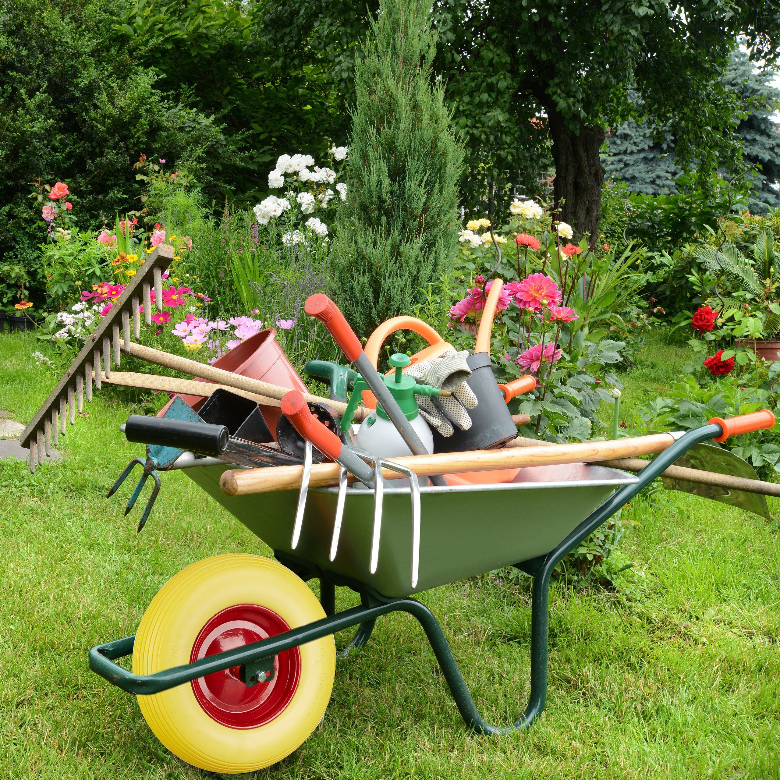 relaxdays Schubkarren-Rad Schubkarrenrad aus Vollgummi mit Achse, gelb