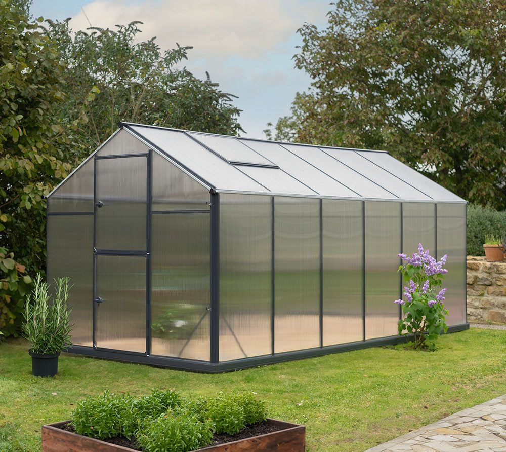 Gampre Gewächshaus Sanus L10, 4mm Sicherheitsglas, 100% UV-beständig, LxBxH 430x220x208 cm