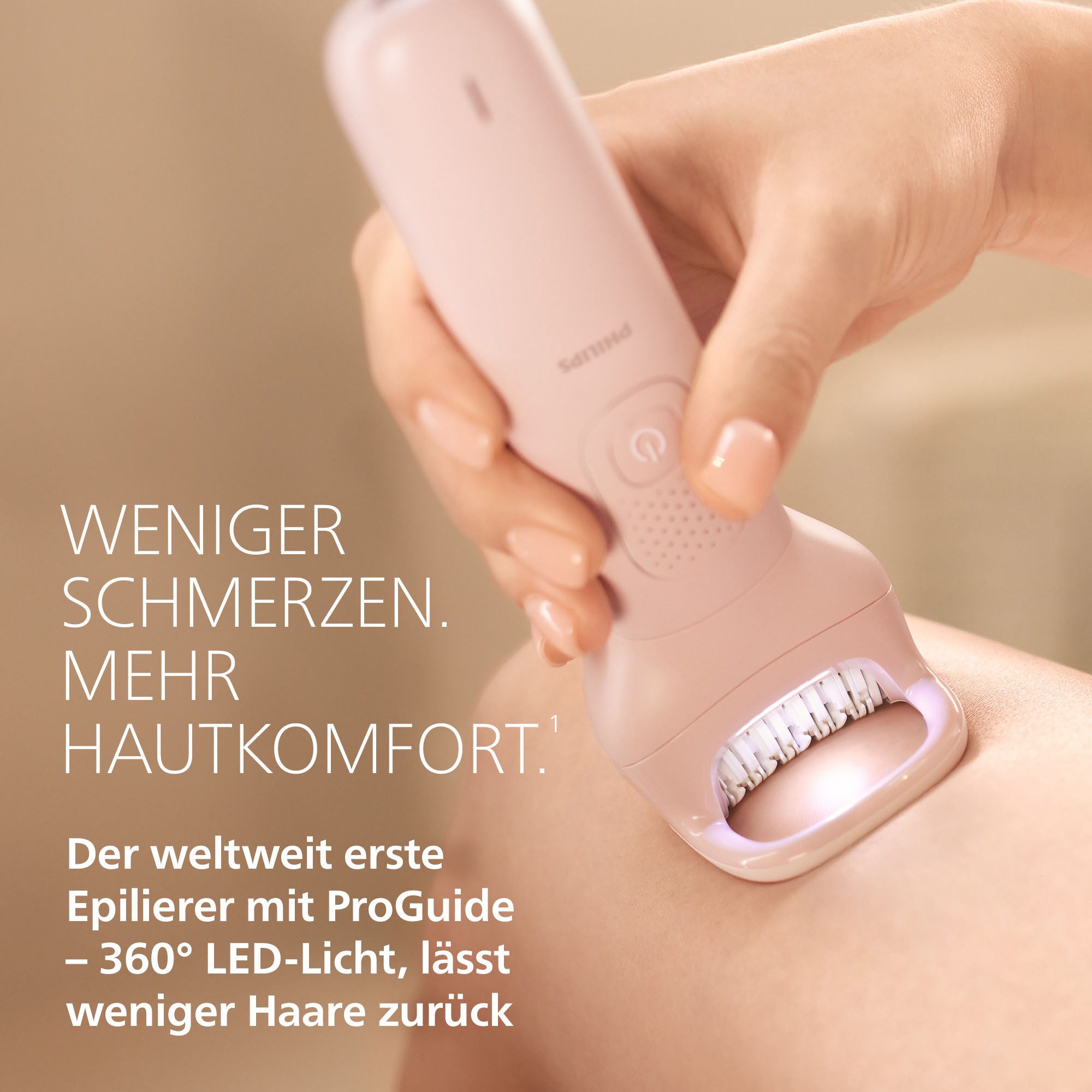 Philips Epilierer Series 9000 BRE719/00, Aufsätze: 7 St., nass und trocken verwendbar, mit 2 Geschwindigkeitsstufen rosa