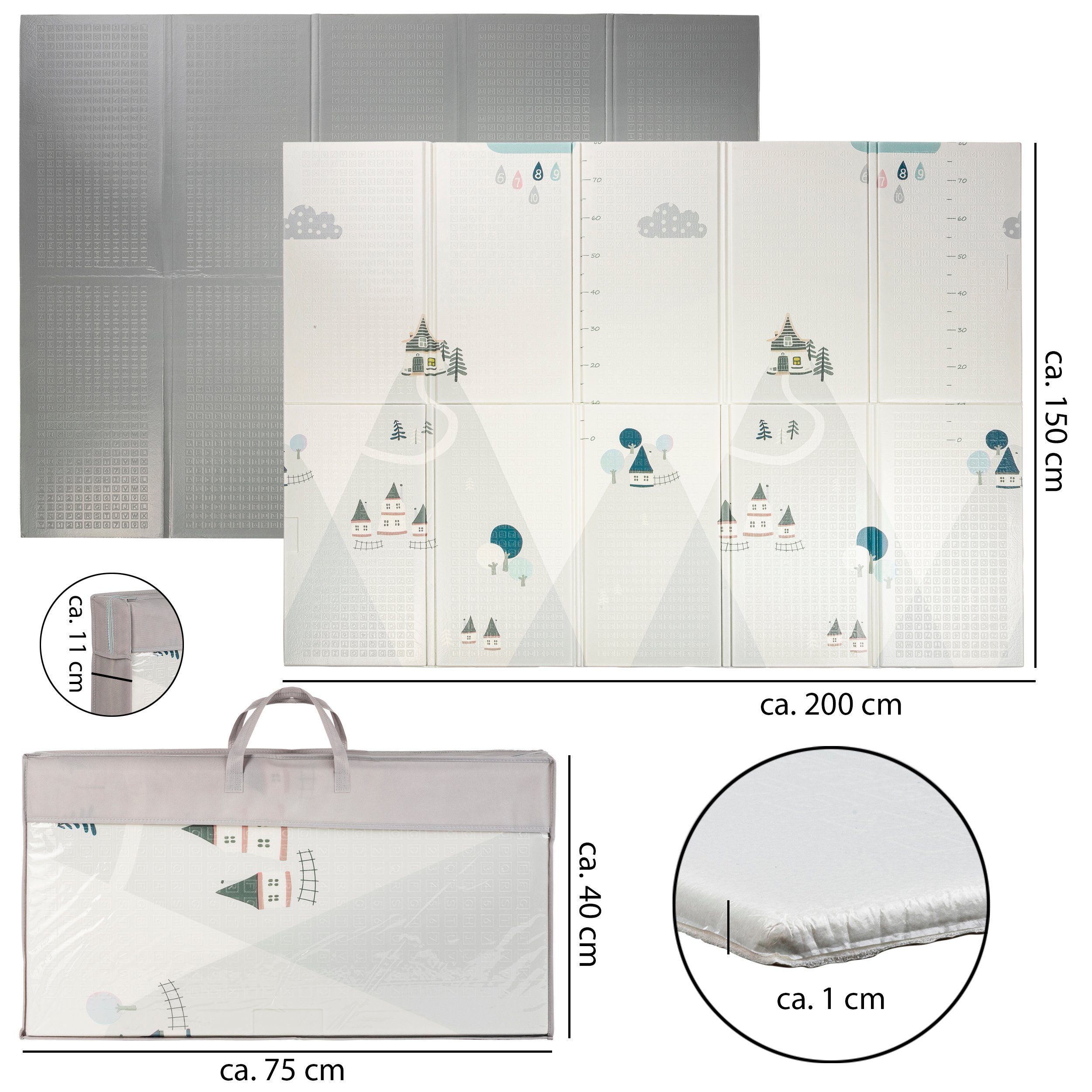 ONVAYA Bodenmatte Spielmatte, Krabbelmatte faltbar, 150x200, 180x200