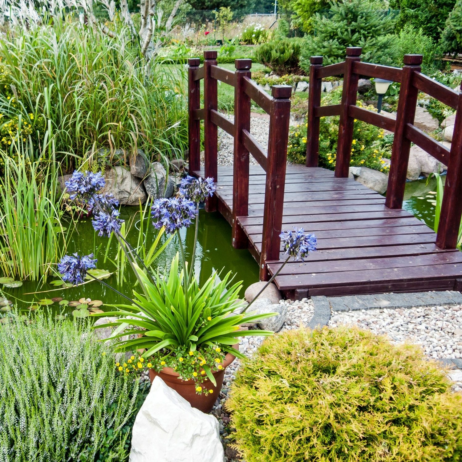 MAXSTORE Zierbrücke »Massive Holzbrücke Teichbrücke Dekobrücke