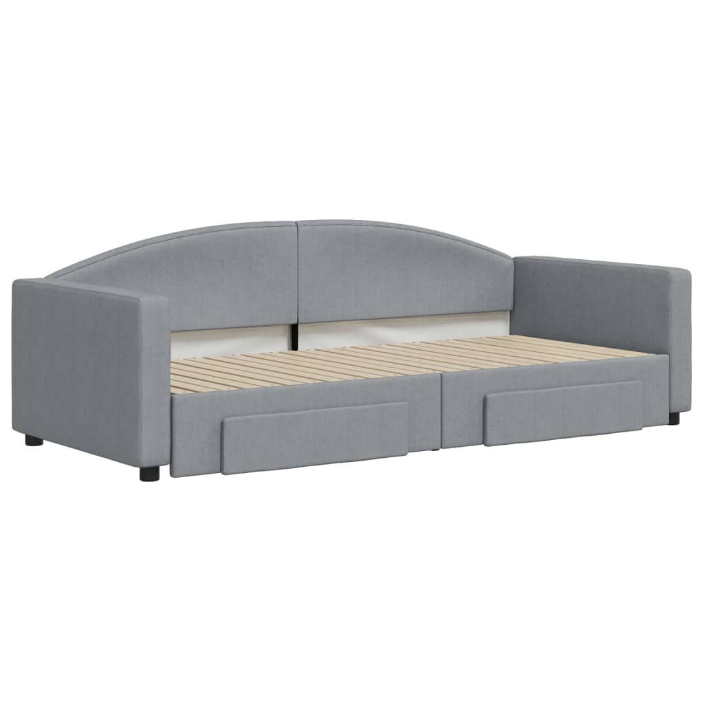 vidaXL Gästebett 90 x 200 cm Gästebett Tagesbett Ausziehbar mit Schubladen Hellgrau 90x