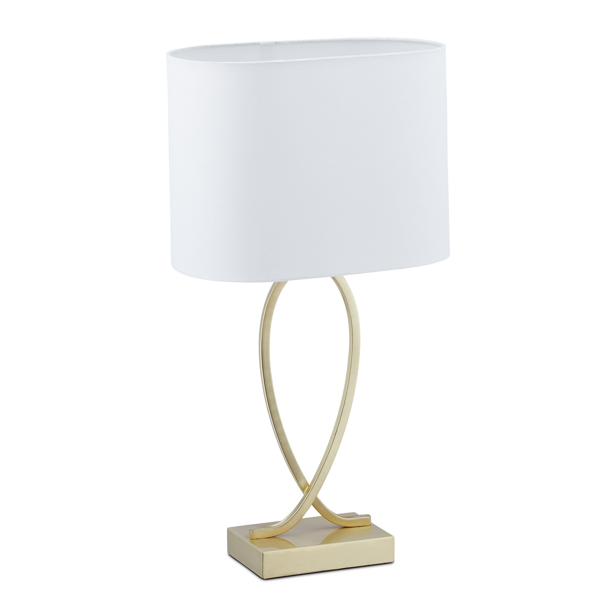 relaxdays Tischleuchte Goldene Tischlampe mit Stoffschirm günstig online kaufen