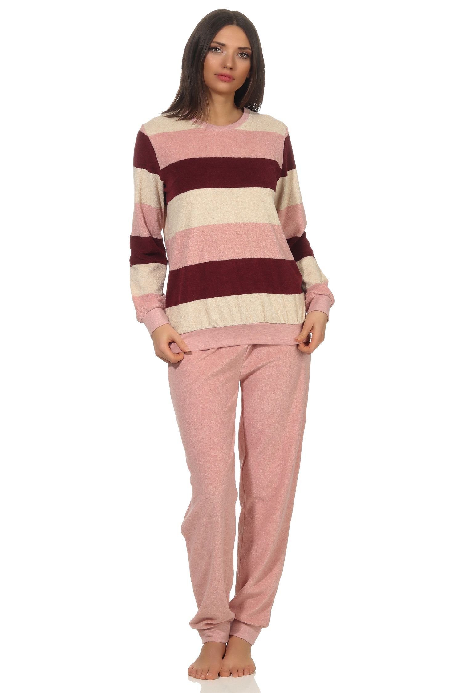 Normann Pyjama »Damen Frottee Pyjama mit Bündchen in eleganter Block  Streifenoptik-– auch in Übergrössen« online kaufen | OTTO